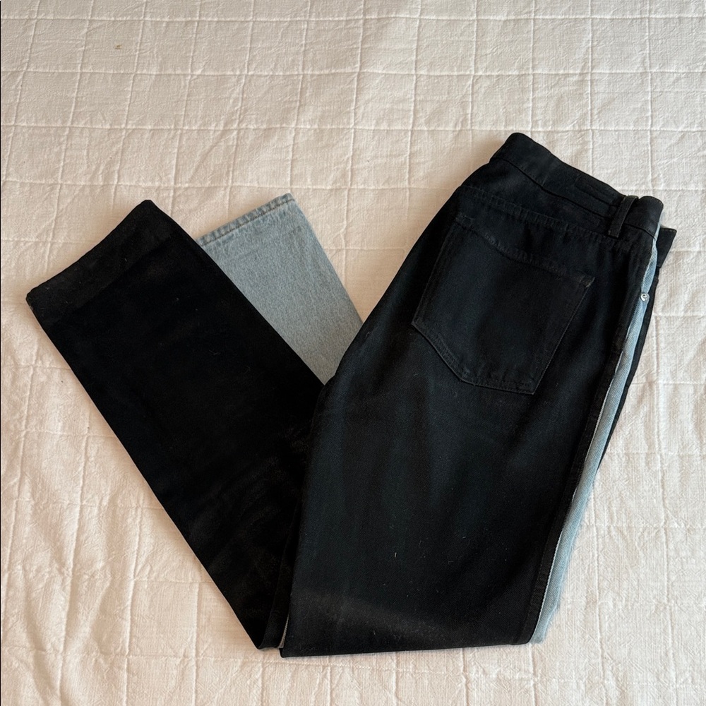 REVICE Black and Denim Women Straight Leg Jeans